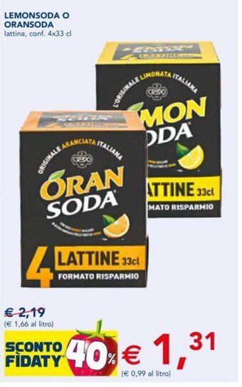 Lemonsoda O Oransoda lattina, conf. 4x33 cl
