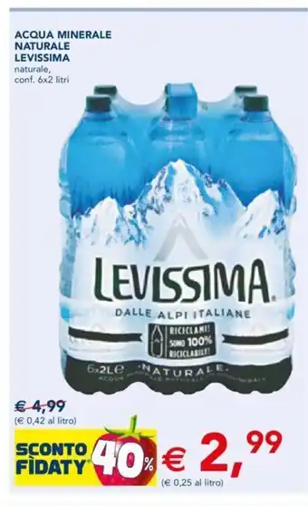 Esselunga Levissima Acqua Minerale Naturale naturale, conf. 6x2 litri offerta