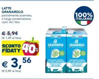 Esselunga Latte Granarolo parzialmente scremato, a lunga conservazione, conf. 4 x 1 litro offerta