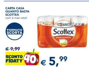 Esselunga Scottex Carta Casa Quanto Basta conf. 6 maxi rotoli offerta
