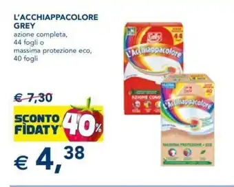 Esselunga L'Acchiappacolore Grey azione completa, 44 fogli o massima protezione eco, 40 fogli offerta