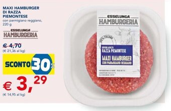Esselunga Maxi Hamburger Di Razza Piemontese 220 g offerta