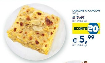 Esselunga Lasagne Ai Carciofi 500 g offerta
