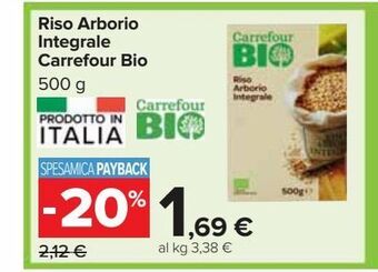 Carrefour Iper Riso arborio integrale carrefour bio offerta