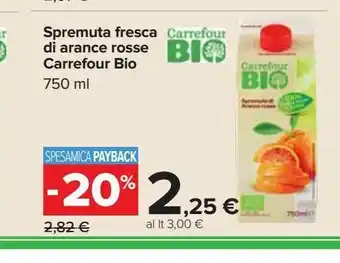 Carrefour Iper Spremuta fresca di arance rose carrefour bio 750 ml offerta