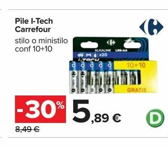 Pile i- tech carrefour