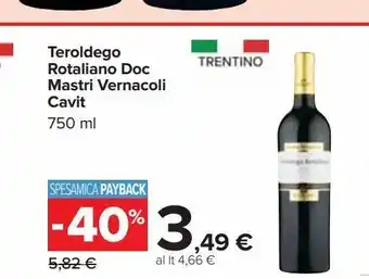 Carrefour Iper Teroldego rotaliano doc mastri vernacoli doc offerta
