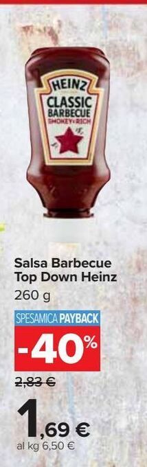 Carrefour Market Salsa barbecue top down heinz 260 g offerta