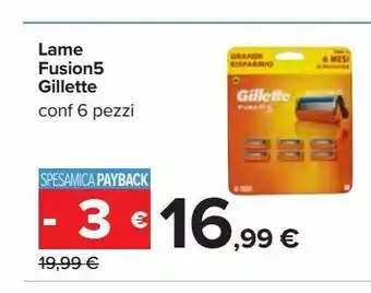Carrefour Iper Lame fusion 5 gillette conf 6 pezzi offerta