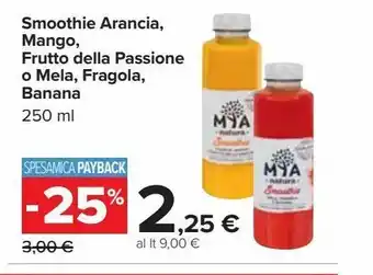 Smoothie arancia, mango, frutto della passione o mel, fragola, banana 250 ml