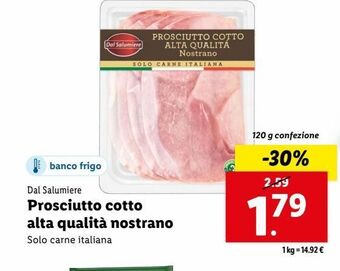 Lidl Prosciutto cotto alta qualità nostrano offerta