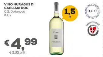Pan Vino Nuragus di Cagliari DOC C.S. Dolianova lt.1,5 offerta