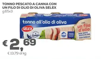 Pan Selex Tonno Pescato a Canna Con un Filo di Olio di Oliva g.65x3 offerta