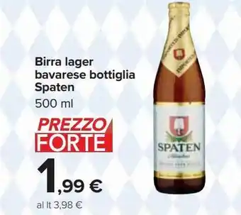 Birra lager bavarese bottiglia spaten 500 ml