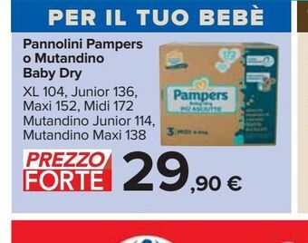 Carrefour Iper Pannolini pampers o mutandino baby dry offerta