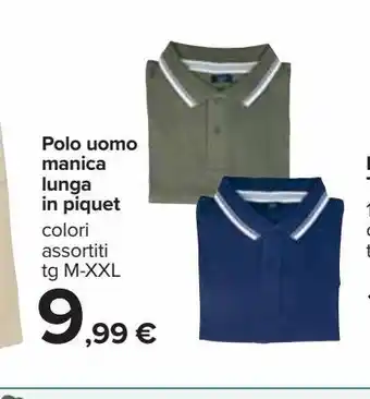 Carrefour Iper Polo uomo manica lunga in piquet offerta