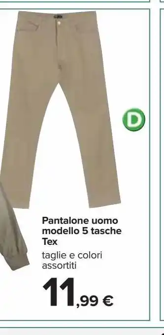 Pantaloni uomo modello 5 tasche tex