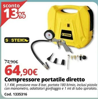 Brico Io Compressore Portatile Diretto offerta