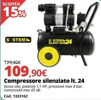 Brico Io Compressore Silenziato Lt 24 offerta