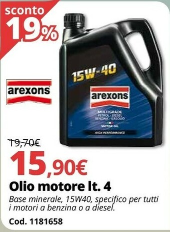 Brico Io Arexons Olio Motore Lt 4 offerta