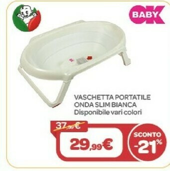 Bimbo Store OK Baby Vaschetta Portatile Onda Slim Bianca offerta