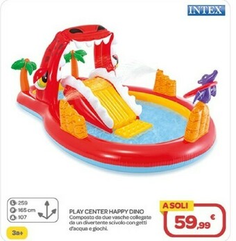 Bimbo Store Intex Happy Dino Play Center Piscina Gonfiabile Piscina Rotonda 150 L Multicolore offerta