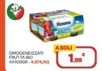 Bimbo Store Humana Omogeneizzati Frutta Bio offerta