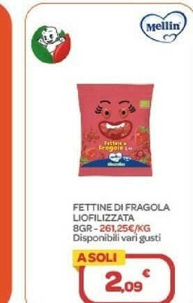 Bimbo Store Mellin Fettine Di Fragola Liofilizzata offerta