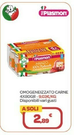 Bimbo Store Plasmon Omogeneizzato Carne offerta