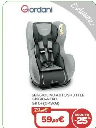 Bimbo Store Giordani Seggiolini Auto Shuttle Grigio-Nero offerta