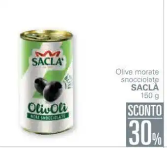 Unes 30% Sconto Saclà Olive morate snocciolate 150g offerta