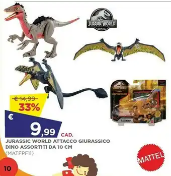 Toys Center Mattel Jurassic World Attacco Giurassico Dino Assortiti Da 10 Cm offerta