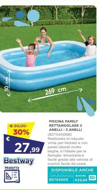 Toys Center Bestway Piscina Family Rettangolare 2 Anelli - 3 Anelli offerta