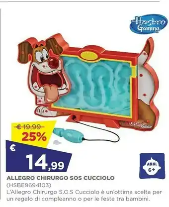 Hasbro Gaming Allegro Chirurgo Sos Cucciolo