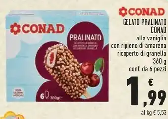 Conad Conad Gelato Pralinato Alla Vaniglia Con Ripieno Di Amarena Ricoperto Di Granella offerta