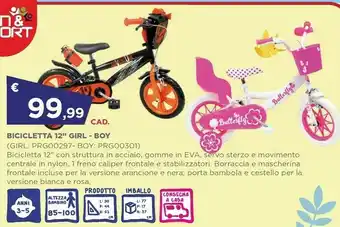 Toys Center Sun & Sport Bicicletta 12" Girl offerta