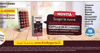 Carrefour Express Capsule Kimbo Barista Napoli Compatibili Nespresso conf. 10 capsule 55 g offerta