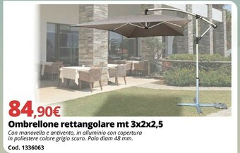 Brico Io Ombrellone Rettangolare Mt 3x2x2,5 offerta
