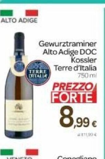 Carrefour Gewurztraminer Alto Adige DOC Kossler Terre d'Italia 750 ml offerta