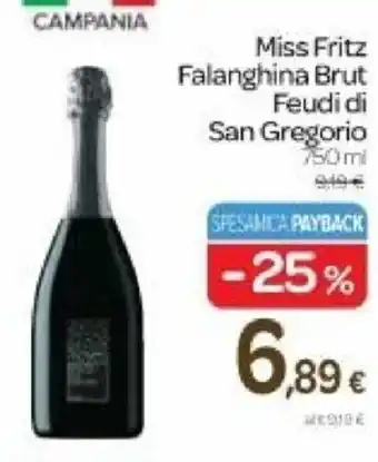 Carrefour Miss Fritz Falanghina Brut Feudi di San Gregorio 750 ml offerta