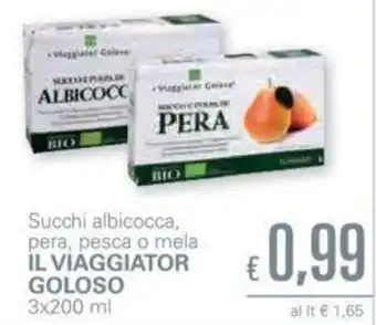 Unes lL Viaggiator Goloso Succhi albicocca, pera, pesca o mela 3x200ml offerta