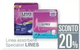 Unes 20% Sconto Lines Linea assorbenti Specialist offerta