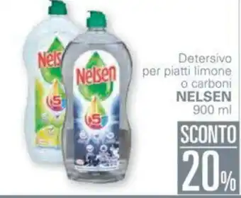 Unes 20% Sconto Nelsen Detersivo per piatti limone o carboni 900ml offerta