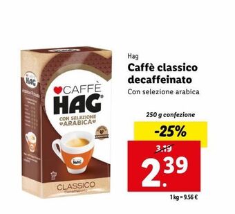 Lidl Caffè classico decaffeinato offerta