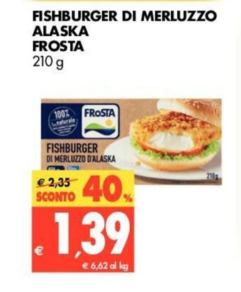 Tigros Frosta Fishburger di Merluzzo Alaska 210g offerta