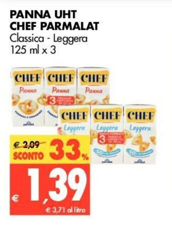 Tigros Parmalat Chef Panna Uht 125ml x 3 offerta