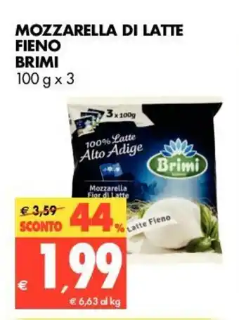 Tigros Brimi Mozzarella di Latte Fieno 100g x 3 offerta