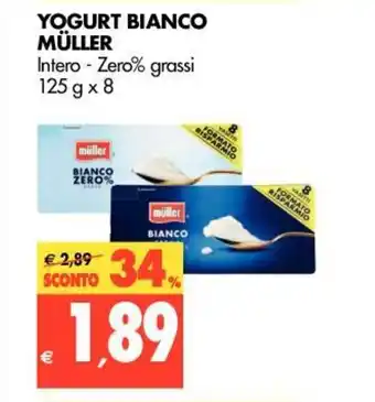 Tigros Müller Yogurt Bianco 125g x 8 offerta
