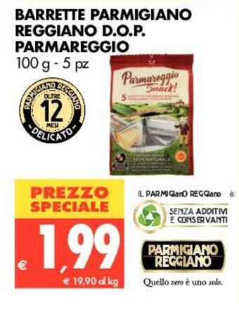 Tigros Parmareggio Barrette Parmigiano Reggiano D.o.p. 100g 5pz offerta
