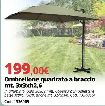 Brico Io Ombrellone Quadrato A Braccio Mt. 3x3xh2,6 offerta